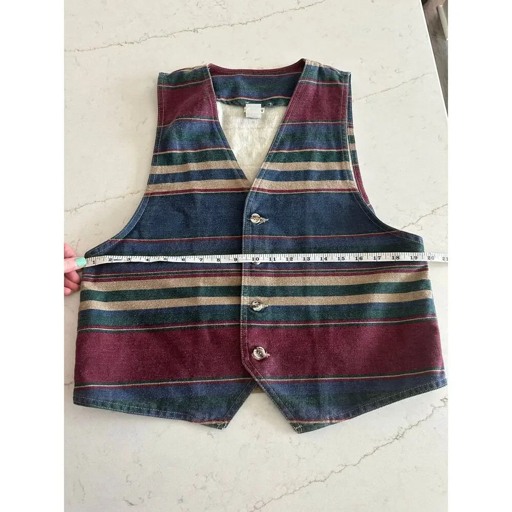Vintage Southwestern Stripe Vest Women’s Button Front Boho 
Western 90’s USA Med - Picture 6 of 7